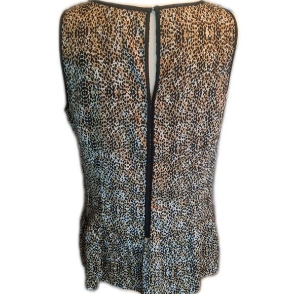 5/$55 Ann Taylor peplum side-zip top - sleeveless - animal print - black trim 8 - Picture 3 of 7